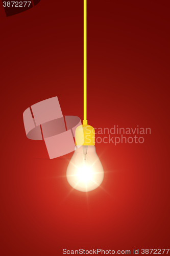 Image of light bulb on a red background