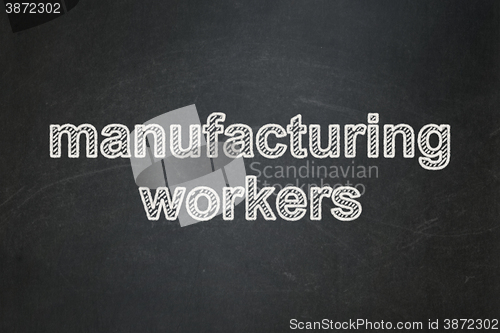 Image of Manufacuring concept: Manufacturing Workers on chalkboard background