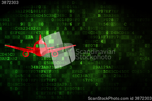 Image of Travel concept: Aircraft on digital background
