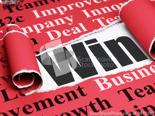 Image of Business concept: black text Win under the piece of  torn paper