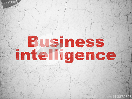 Image of Business concept: Business Intelligence on wall background
