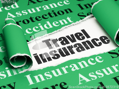 Image of Insurance concept: black text Travel Insurance under the piece of  torn paper