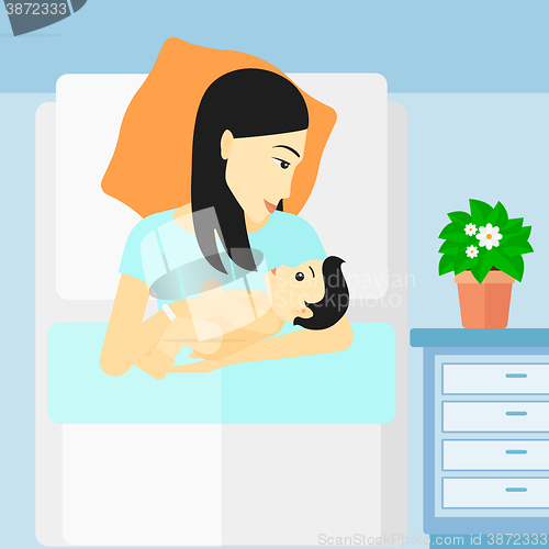 Image of Woman in maternity ward.