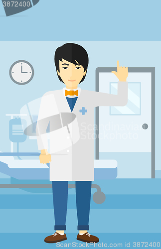 Image of Doctor showing finger up.