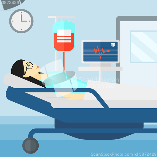 Image of Patient lying in hospital bed.