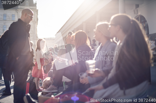 Image of People enjoing outdoor street food festival in Ljubljana, Slovenia.