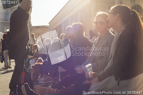 Image of People enjoing outdoor street food festival in Ljubljana, Slovenia.