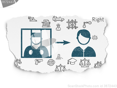 Image of Law concept: Criminal Freed on Torn Paper background