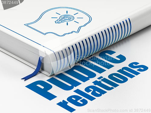 Image of Marketing concept: book Head With Lightbulb, Public Relations on white background