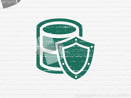 Image of Programming concept: Database With Shield on wall background