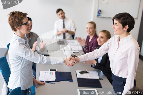 Image of business womans handshake