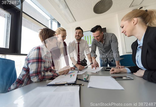 Image of startup business team on meeting at modern office