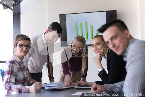 Image of startup business team on meeting at modern office