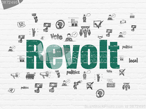 Image of Political concept: Revolt on wall background