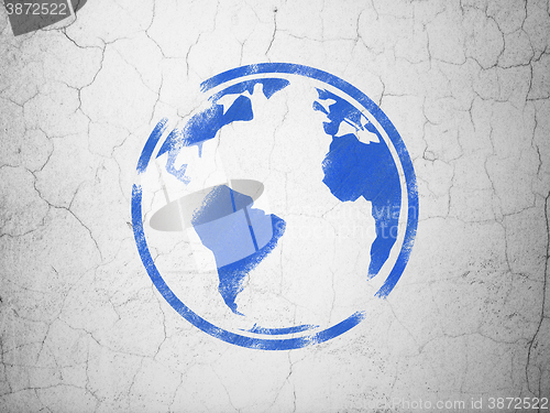 Image of Science concept: Globe on wall background