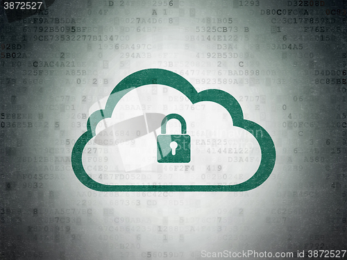 Image of Cloud networking concept: Cloud With Padlock on Digital Paper background