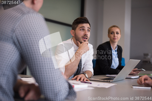 Image of business people group on meeting at modern startup office