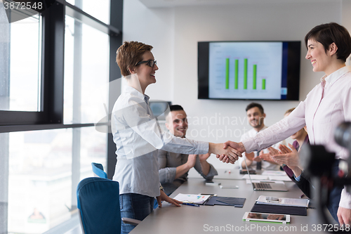 Image of business womans handshake