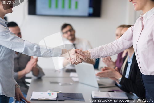 Image of business womans handshake