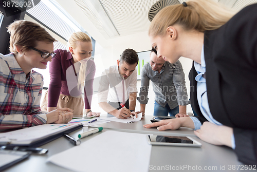 Image of startup business team on meeting at modern office