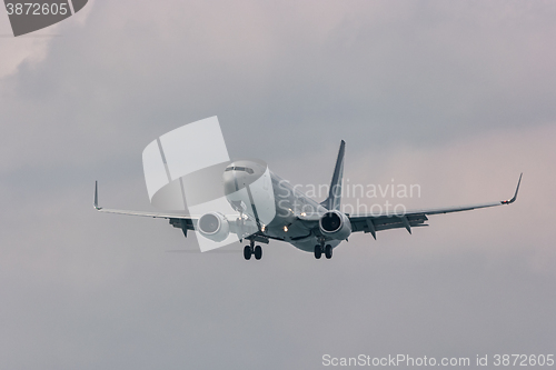 Image of Airplane in the sky. Holiday travel transportation concept.