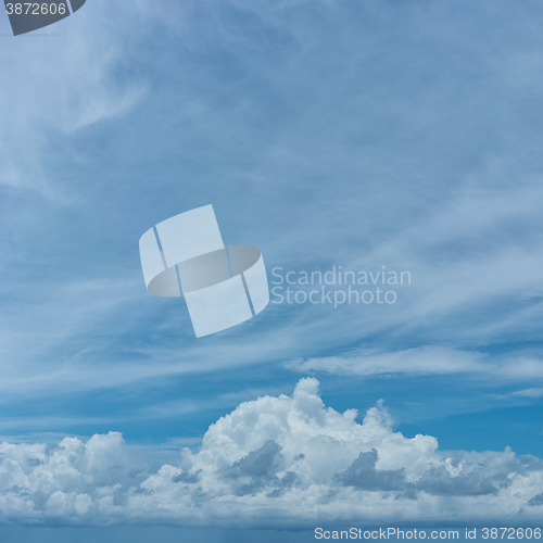 Image of Beautiful cumulus cloads against a blue sky