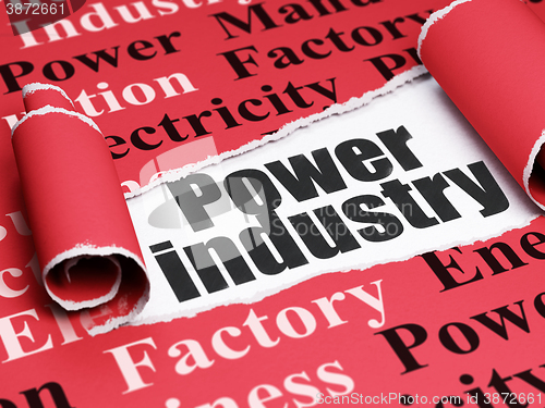 Image of Manufacuring concept: black text Power Industry under the piece of  torn paper