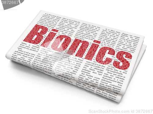 Image of Science concept: Bionics on Newspaper background