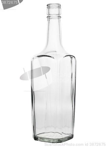 Image of Clear Glass Liquor Bottle on a White Background