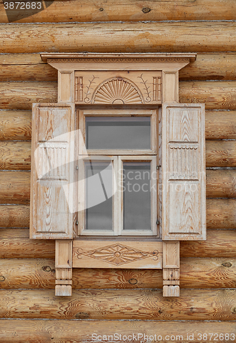 Image of Old Russian Style Window with Wood Frame