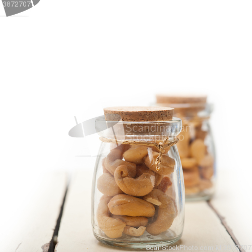 Image of cashew nuts on a glass jar 