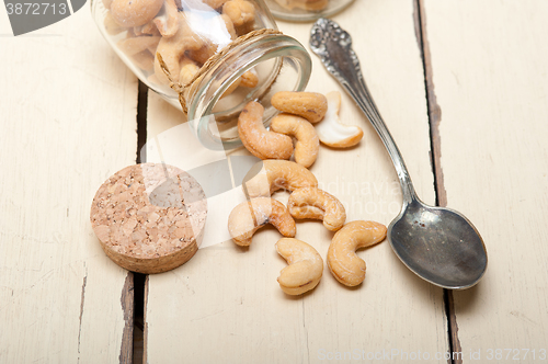 Image of cashew nuts on a glass jar 