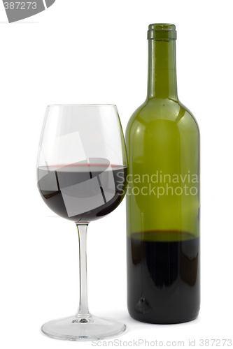 Image of red wine bottle and wine glas