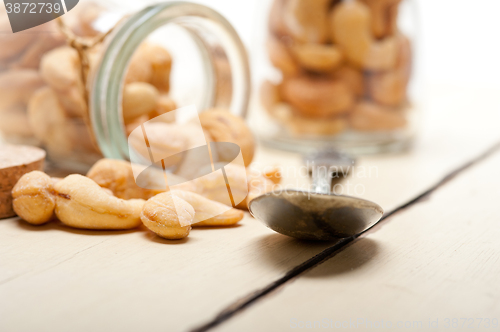 Image of cashew nuts on a glass jar 