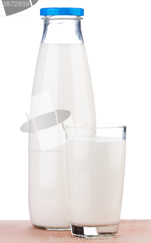 Image of Bottle of milk and glass
