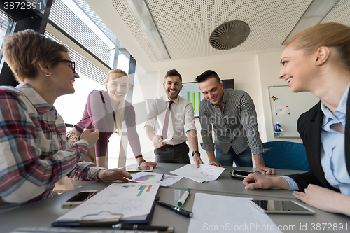 Image of startup business team on meeting at modern office
