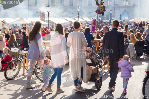 Image of People enjoing outdoor street food festival in Ljubljana, Slovenia.