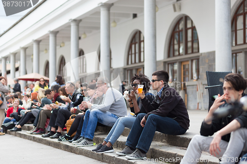 Image of People enjoing outdoor street food festival in Ljubljana, Slovenia.