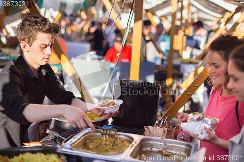 Image of People enjoing outdoor street food festival in Ljubljana, Slovenia.