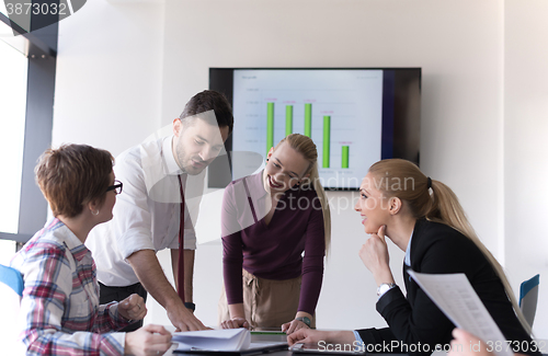 Image of startup business team on meeting at modern office