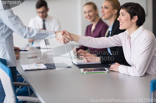 Image of business womans handshake