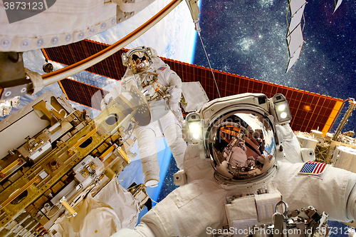 Image of International Space Station and astronaut.