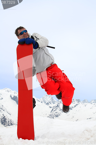 Image of Jump near snowboard