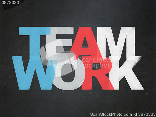 Image of Finance concept: Teamwork on School board background