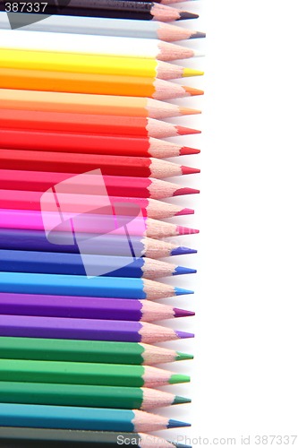 Image of color pencils in row