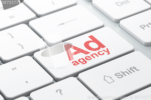Image of Advertising concept: Ad Agency on computer keyboard background