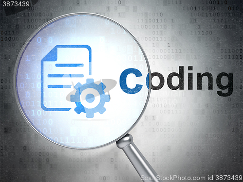 Image of Software concept: Gear and Coding with optical glass