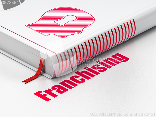 Image of Business concept: book Head With Keyhole, Franchising on white background