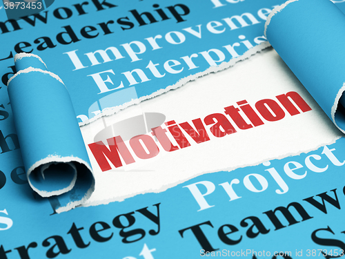 Image of Business concept: red text Motivation under the piece of  torn paper
