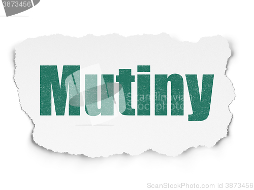 Image of Political concept: Mutiny on Torn Paper background